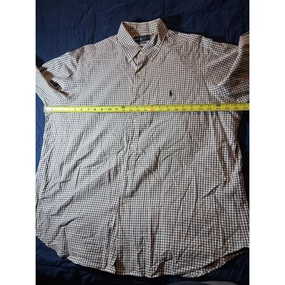 Y2K Polo Ralph Lauren Classic Fit Button Down Shirt Men XL Olive Check Cotton - Picture 2 of 6